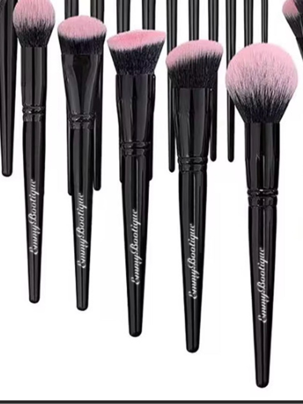Pink & Black 18pc Makeup Brush Set - Soft Synthetic Bristles